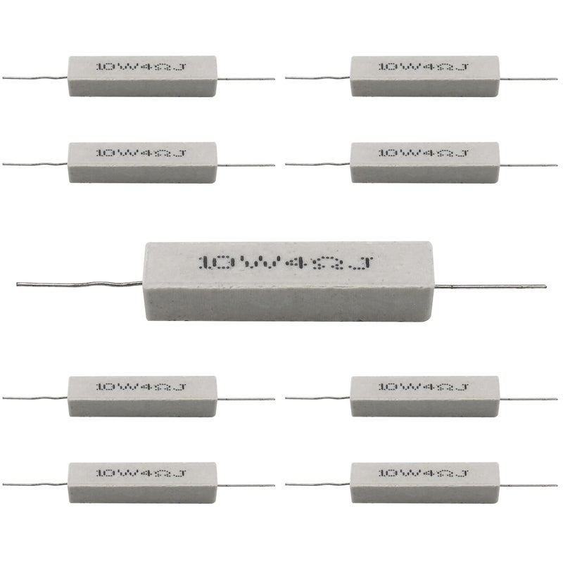 Dimlove Cement Resistor,10 PCS 10w 4 Ohm 5% Axial Lead Wire Resistor White Wound Fixed Ceramic Cement Resistors Wirewound Cement Power Resistors Flame Heat Moisture Resistance Precharge Horizontal Resistors - Image 2